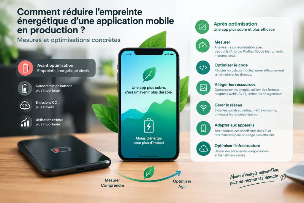 Comment réduire l'empreinte énergétique d'une application mobile en production (mesures et optimisations concrètes)
